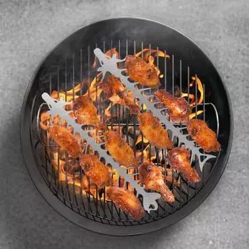 Металлические шампуры для шашлыка 12 дюймов, вилка для барбекю из нержавеющей стали, забавная форма рыбьей кости, шампур для барбекю для гриля мяса, овощей, креветок, многофункциональный инструмент для гриля серебряный