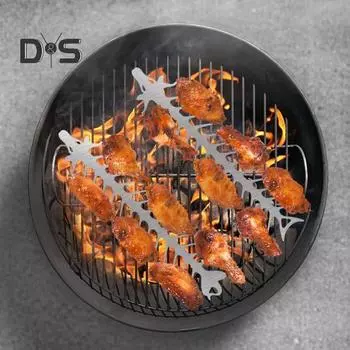 Металлические шампуры для шашлыка 12 дюймов, вилка для барбекю из нержавеющей стали, забавная форма рыбьей кости, шампур для барбекю для гриля мяса, овощей, креветок, многофункциональный гриль серебряный