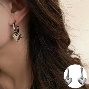 Металлические широкие серьги с гладким дизайном Love Heart