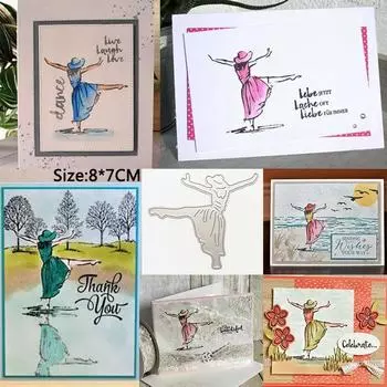 Металлические штампы для резки танцующей девушки и штамп для DIY Скрапбукинг фотоальбом декоративное тиснение