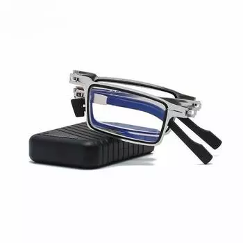 Металлические складные безободковые очки для чтения с защитой от синего света, портативные, модные, мужские и женские очки для чтения + 100 degrees серебряный