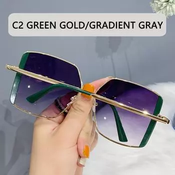 Металлические солнцезащитные очки без оправы, женские ретро большие квадратные солнцезащитные очки, мужские модные уличные очки в полуоправе Other