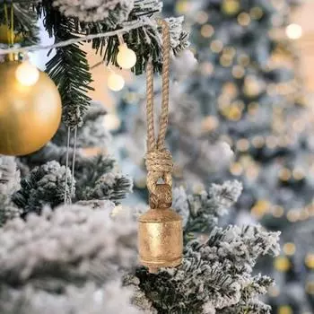 Металлические старинные колокольчики с подвесной веревкой из джута, декоративные коровьи колокольчики, металлические колокольчики M