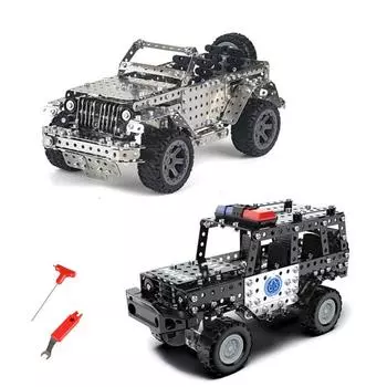Металлические строительные блоки, модель сборки, полицейский внедорожник, инерционный автомобиль, сборка винта и гайки своими руками для мальчиков, детская игрушка в подарок