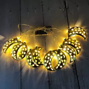 Металлические светодиодные фонарики Ид Мубарак Рамадан лампа для домашней вечеринки декоративные золотой