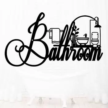 Металлические текстовые таблички на стену в ванной комнате подойдут для украшения ванной комнаты в доме, фермерском доме, интересных табличек для ванной комнаты и настенных украшений. чёрный