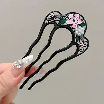 Металлические U-образные гребни-вилки для волос, жемчужная кисточка, палочки для волос, заколка для волос, шпильки, женские, аксессуары для волос, украшение, инструмент для укладки C