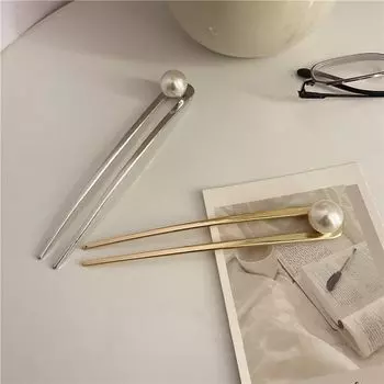 Металлические U-образные свадебные заколки для девочек и женщин, заколка для волос в корейском стиле, жемчужная китайская вилка для волос розового золота