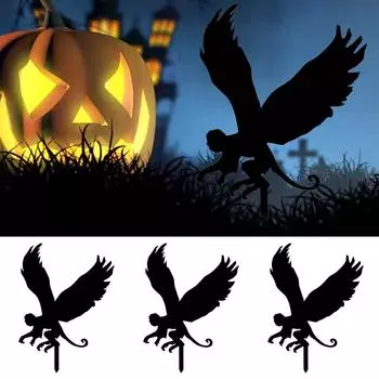 Металлические украшения в виде летающих обезьян, кованое железо, украшение для карнавала на Хэллоуин, украшение на стену в стиле ужасов, сад во дворе чёрный