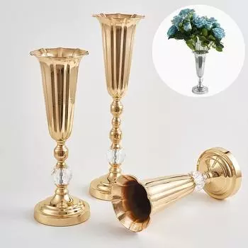 Металлические вазы для цветов, свадебный реквизит, подсвечник, позолоченный железный подсвечник, свадебное украшение для дома M золотой