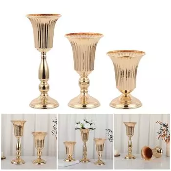 Металлические вазы-трубы, реквизит для свадебной вечеринки, центральные украшения, подставка для цветов, подсвечник, приветственная зона, дорожный путеводитель, настольный декор S