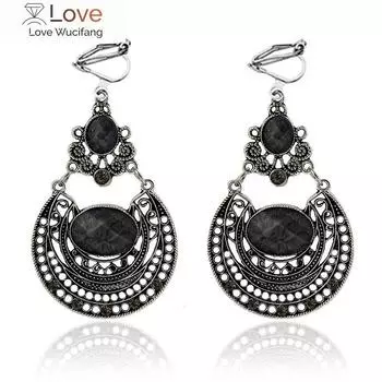 Металлические винтажные серьги-клипсы, модные украшения, индийские резные серьги в стиле бохо без проколов для женщин Oorbellen