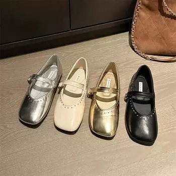 Металлические заклепки, лаконичные туфли на плоской подошве, черные, белые туфли в стиле панк, 2024, новая модная женская обувь, обувь ручной работы 39
