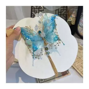 Металлические заколки-бабочки для волос с безопасной пружинной клипсой, декоративными бусинами и кисточками, многофункциональный инструмент для укладки