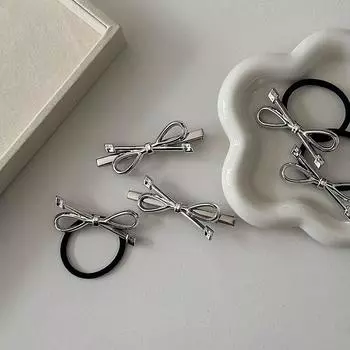Металлические заколки-банты для волос серебристого цвета, милые девушки Y2K, милые заколки, шпильки, аксессуары для волос для женщин, головной убор, головной убор