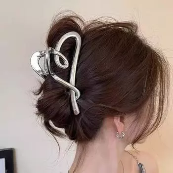 Металлические заколки-крабы для волос серебряного цвета в форме сердца, заколки-крабы для женщин, заколки для волос, головные уборы, женские аксессуары для волос, головной убор 5.5cm*8cm