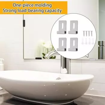 Металлические зажимы для зеркал. Комплект зажимов для подвешивания зеркала с широким каналом. Нержавеющий прочный несущий настенный монтаж. Большие тяжелые фиксаторы. B чёрный