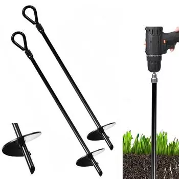 Металлические земляные буры Ветроустойчивые спиральные земляные буры Крюк Нержавеющий качели Шнек Сарай чёрный