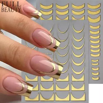Металлические зеркальные наклейки для ногтей, золотые, серебряные, наклейки для дизайна ногтей, цветные слайдеры, маникюрный декор для ногтей своими руками