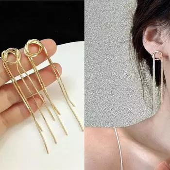 Металлические женские серьги с кисточками золотого цвета, длинные висячие серьги в стиле хип-хоп в стиле бохо, 2024