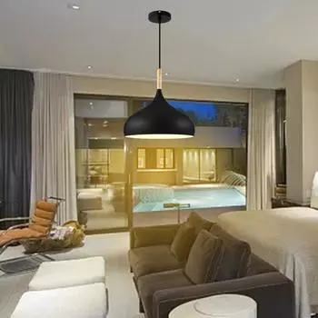 Металлический абажур, Промышленный подвесной светильник, Предохранитель лампы, Подвесной потолок чёрный