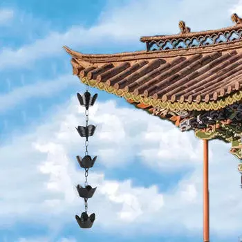 Металлический адаптер для желоба с дождевой цепью для сбора садовой воды Style B