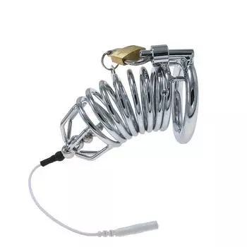 Металлический электрический шокер целомудрие замок пенис клетка CB целомудрие очиститель мужской SM секс игрушки секс инструменты униполярные аксессуары Electric Shock Chastity L