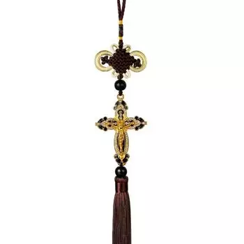 Металлический Алмазный Крест Иисус Христианский Религиозный Подвеска Для Автомобиля Зеркало Заднего Вида Украшения Висит Авто Аксессуары Для Стайлинга Автомобиля золотой