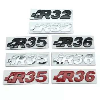 Металлический автомобиль R32 R35 R36, логотип, эмблема, наклейки, наклейки для Golf 2 3 4 5 Magotan Passat MK2 MK3 MK4 MK5 MK6 MK7 MK8 R32-Black
