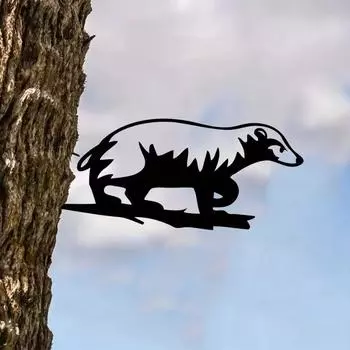 Металлический барсук на ветке, силуэт, деревенский декор для улицы с молотком, идеально подходит для дома и сада, подарок на новоселье чёрный