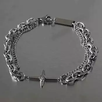 Металлический браслет Cross Stars Готический Серебристый Панк Многослойный Браслет-цепочка с подвесками Новая Модная Бижутерия Эстетичные Браслеты 16-21cm