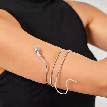 Металлический браслет на плечо, спиральный браслет в виде змеи, регулируемый открытый браслет-манжета золотистый