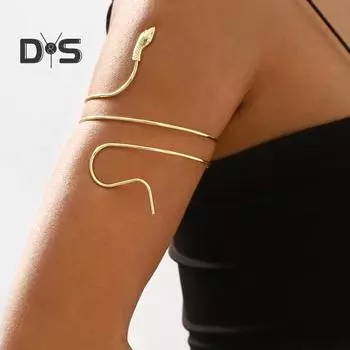 Металлический браслет на руку, спиральный браслет в виде змеи, регулируемый открытый браслет-манжета для женщин, девушек, жен, дочерей золотистый