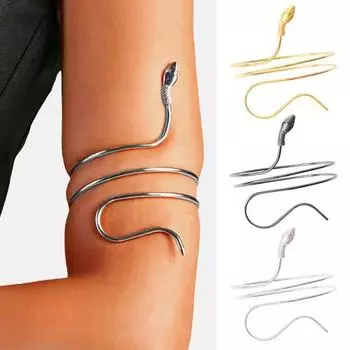 Металлический браслет на руку, спиральный браслет в виде змеи, регулируемый открытый браслет-манжета для женщин, девушек, жен, дочерей золотистый