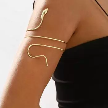 Металлический браслет на руку, спиральный браслет в виде змеи, регулируемый открытый браслет-манжета для женщин, девушек, жен, дочерей золотистый
