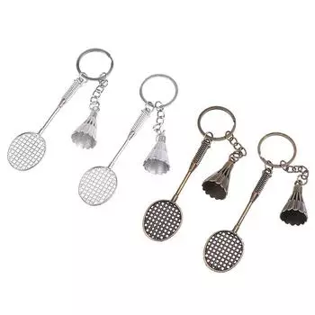 Металлический брелок для бадминтона, мультяшный брелок для бадминтона, подвеска 2.5*8cm серебряный