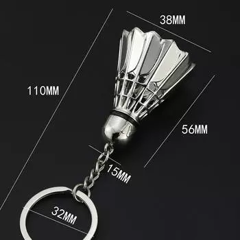 Металлический брелок для ключей «Бадминтон», имитация 3D-кулона «Бадминтон», подвеска для спортзала