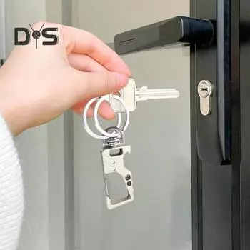 Металлический брелок для ключей открывалка для бутылок с двойным кольцом-клипсой, устойчивый к царапинам и ржавчине, модный аксессуар для открывания консервных банок чёрный