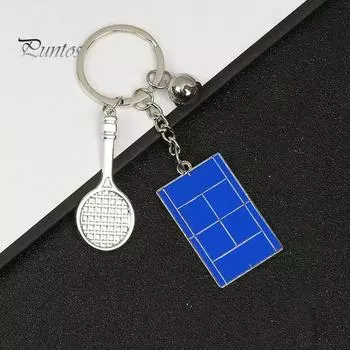 Металлический брелок для ключей в виде ракетки для теннисного корта, портативный держатель для ключей из цинкового сплава, подвеска для сумки, украшение для рюкзака, подарок на день рождения для детей и взрослых Sets