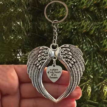 Металлический брелок-подвеска «Мое сердце на небесах» брелок с крыльями ангела для мамы, подарок на день матери серебряный