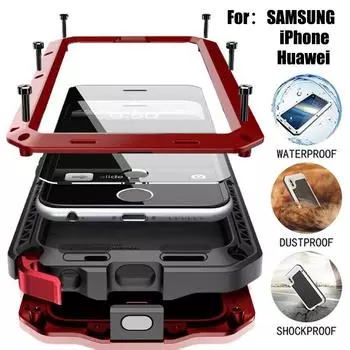 Металлический бронированный сверхпрочный защитный чехол для телефона на открытом воздухе для Samsung Galaxy S23 S22 S21 Ultra Plus FE S20 Ultra IPhone 13 12 11 Mini Pro Max XS XR SE 2020 iphone 6 6s красный