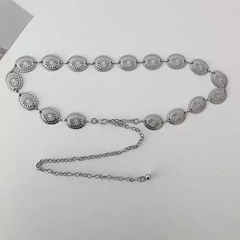 Металлический цепной ремень для женщин, ковбойские ремни в стиле вестерн-кантри, регулируемый пояс-цепочка для свитеров, платьев, джинсов as the picture