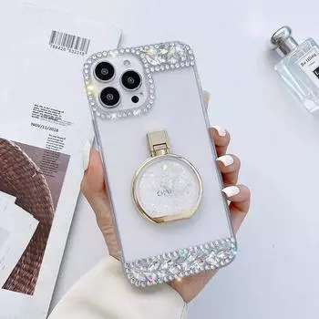 Металлический чехол-держатель с кольцом на палец для iphone 15 14 13 12 11 Pro Max с блестящим бриллиантом, чехол для Samsung S24 S23 S22 Ultra S20 A34 A14 A34 A54 A13 A33 A53 For iPhone 15 розовый