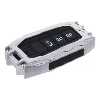 Металлический чехол для брелока, защитный чехол для модного брелока с 3 кнопками и кольцом для ключей, мягкий силиконовый защитный чехол для ключей, автомобильные аксессуары серебряный