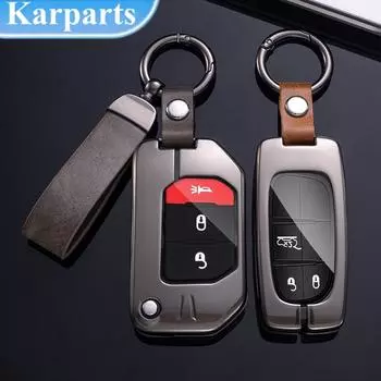 Металлический чехол для дистанционного ключа автомобиля, полная защита для Jeep Wrangler JL TJ Gladiator JT 2018 2019 2021 для Jeep Grand Cherokee Renegade Compass A Style чёрный