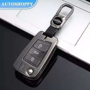 Металлический чехол для ключей от автомобиля для Volkswagen VW Polo Golf 7 MK7 Tiguan passat для Skoda Octavia Kodiaq Karoq для Seat Ateca Leon, сумка для ключей For Volkswagen серый