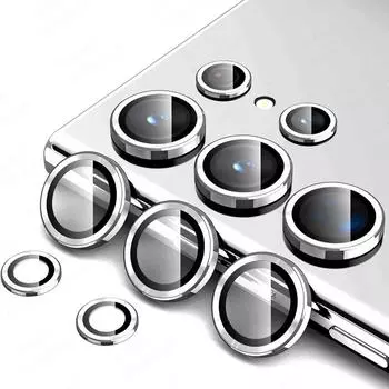 Металлический чехол для объектива для Samsung Galaxy S24 S22 S23Ultra, чехол из алюминиевого сплава, металлический объектив, стеклянное кольцо, защитная крышка для камеры galaxy S24 Ultra серебряный