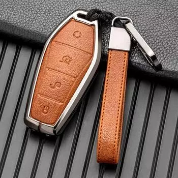 Металлический чехол для полной клавиатуры для BYD Yuan Pro, Song Pro, Tang, New Energy D1, Yuan Plus, Song MAX N/A коричневый/серебряный