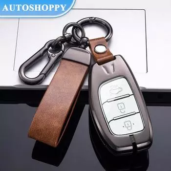 Металлический чехол для смарт-ключа с 3 кнопками для Hyundai Tucson Sonata Santa Fe Elantra Accent Solaris Verna Ix25 Ix35 I20 I30 I40 коричневый