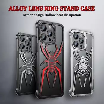 Металлический чехол для телефона без оправы с рассеиванием тепла для iPhone 14 13 15 Pro Max из алюминиевого сплава с кольцом-подставкой для объектива, противоударный чехол For iPhone 13